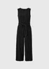 Black Stripe Belted Culotte Jumpsuit - Size 8 Image 4