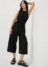 Black Stripe Belted Culotte Jumpsuit - Size 8 Image 1