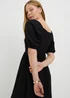 Black Jersey Shirred Midi Dress - 8 Image 3