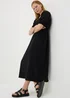 Black Jersey Shirred Midi Dress - 8 Image 1