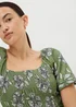 Green Floral Jersey Shirred Midi Dress - Size 8 Image 3