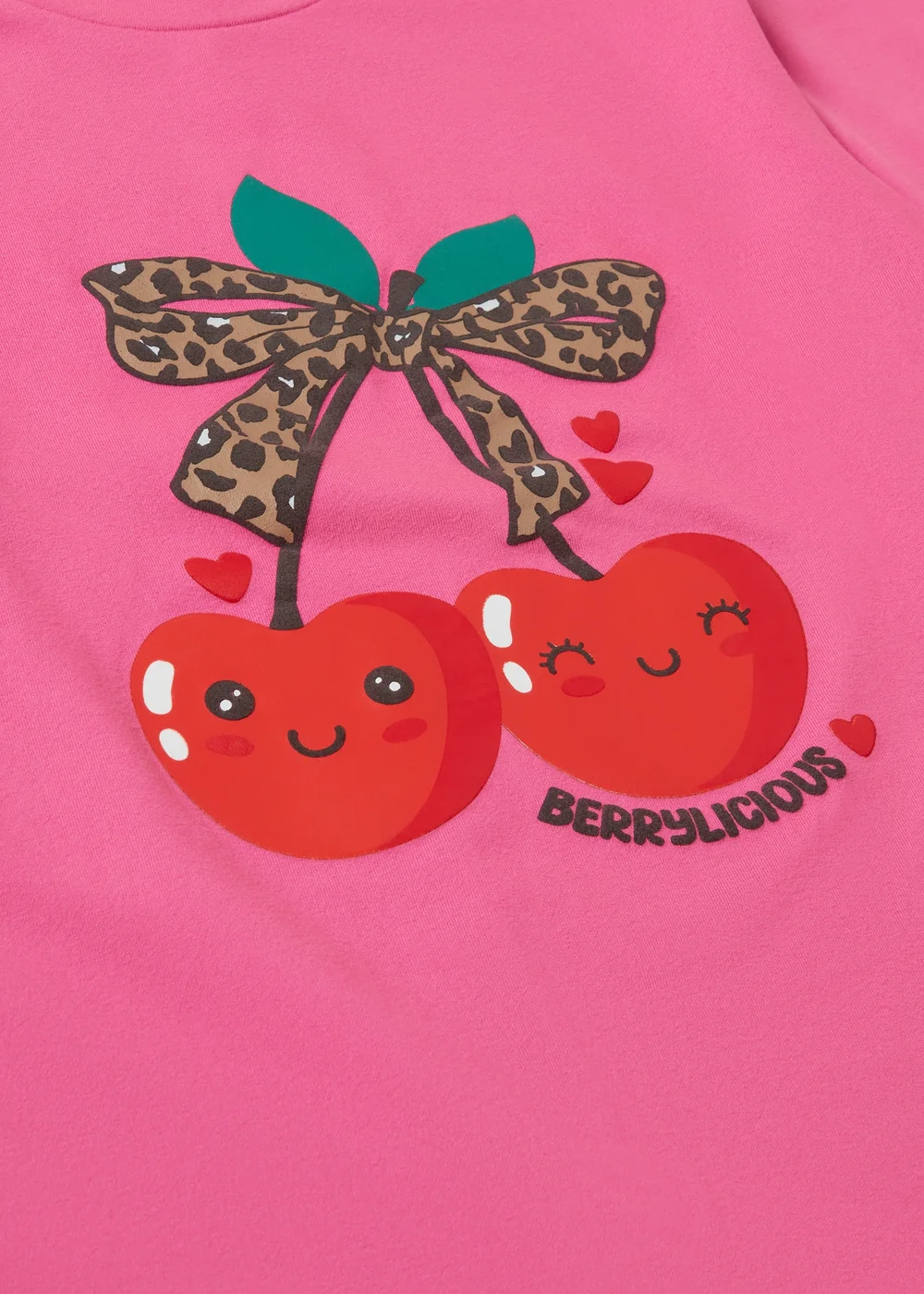 Girls Fuchsia Cherry Leopard Long Pyjama Set (1-7yrs) - 1 to 1 half years Image 2