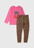 Girls Fuchsia Cherry Leopard Long Pyjama Set (1-7yrs) - 1 to 1 half years Image 1