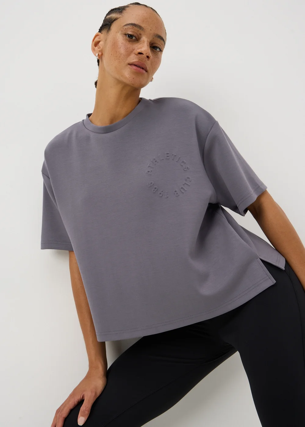 Souluxe Grey Embossed Slogan Sports T-Shirt - L Image 3