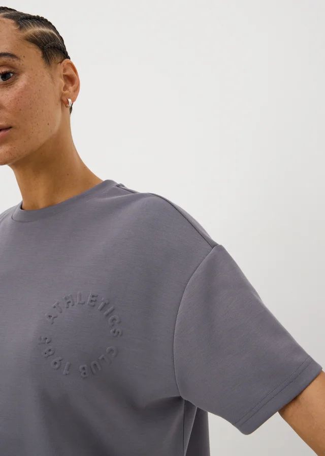Souluxe Grey Embossed Slogan Sports T-Shirt