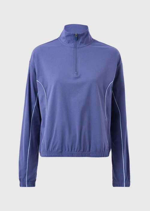 Souluxe Blue Piped Half Zip Co Ord Sports Top - Small Image 4