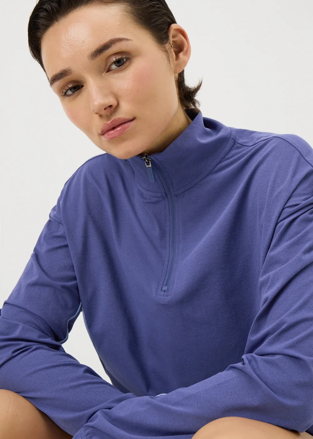 Souluxe Blue Piped Half Zip Co Ord Sports Top - Small Image 2