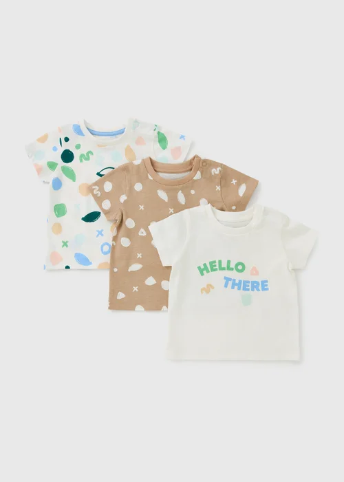 3 Pack Baby Multicolour Shape T-Shirts (Newbron-23mths) - Up to 1 Month Image 1