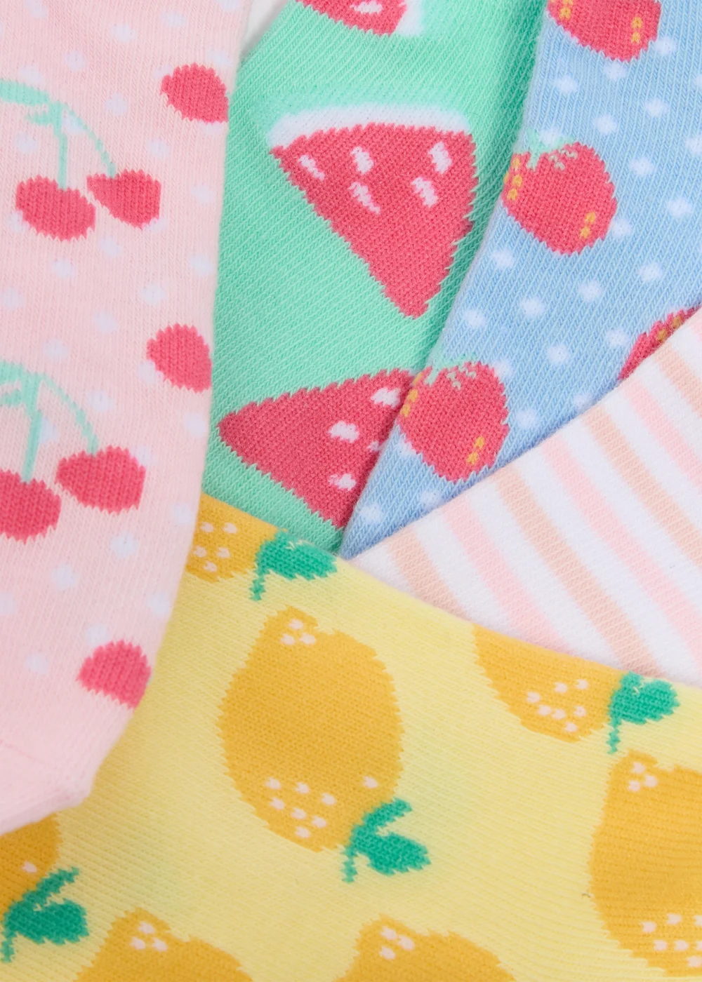 5 Pack Pink Fruit Trainer Socks - Sizes 6 - 8.5 Image 2