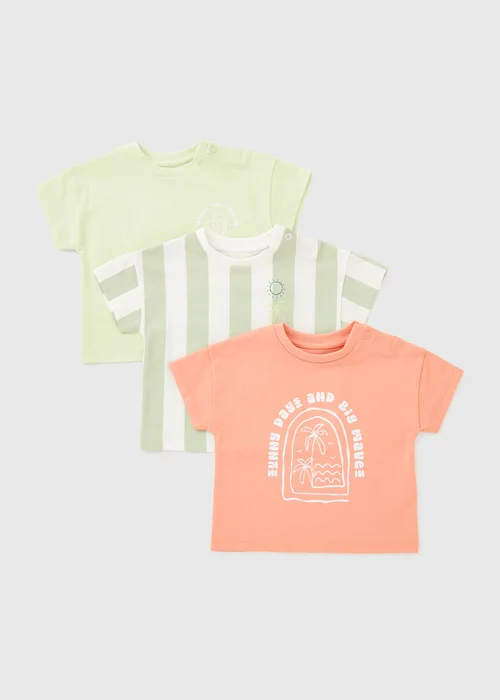 3 Pack Baby Green Holiday T-Shirts (Newborn-23mths) - Up to 1 Month Image 1