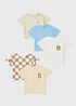 5 Pack Baby Multicolour Animal T-Shirts (Newborn-23mths) - Up to 1 Month Image 1