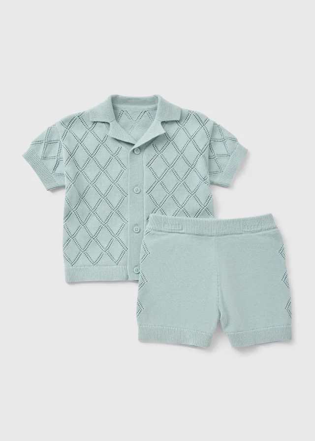 Baby Boys Green Top and Shorts Set (0-24 Mnths)