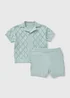 Baby Boys Green Top and Shorts Set (0-24 Mnths) - Up to 1 Month Image 1