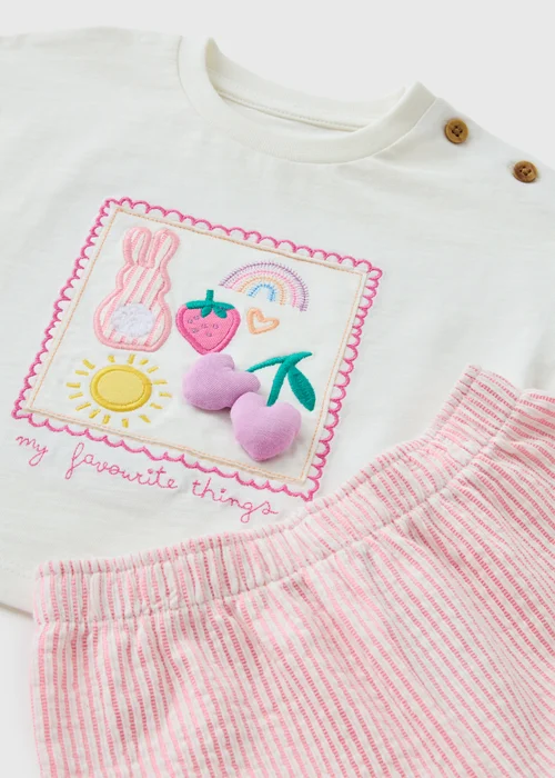 Baby Pink Fruit Stripe Top & Trouser Set (Newborn-23mths) - Up to 1 Month Image 2