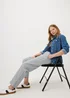 Blue Stripe Pull On Tapered Trousers - Size 8 Image 2