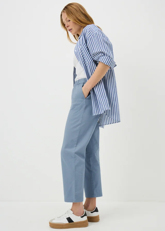 Blue Pull On Tapered Trousers