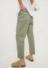 Khaki Pull On Tapered Trousers - Size 8 Image 3