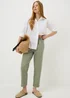 Khaki Pull On Tapered Trousers - Size 8 Image 1