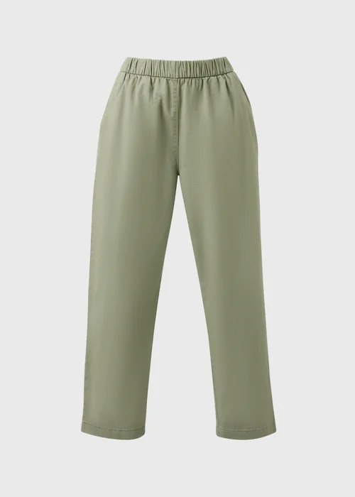 Khaki Pull On Tapered Trousers - Size 8 Image 4