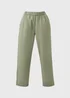 Khaki Pull On Tapered Trousers - Size 8 Image 4
