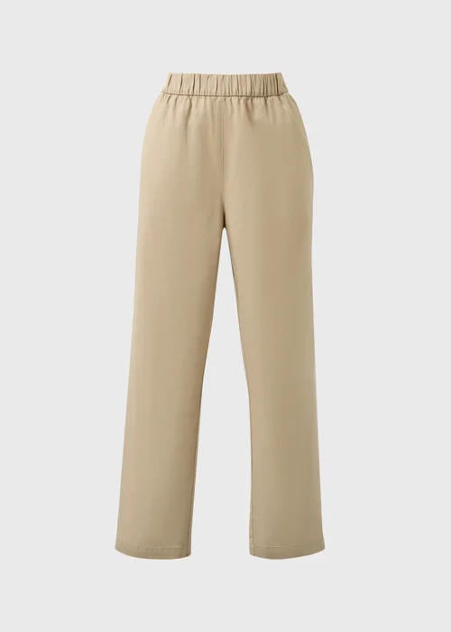 Camel Pull On Tapered Trousers - Size 8 Image 4