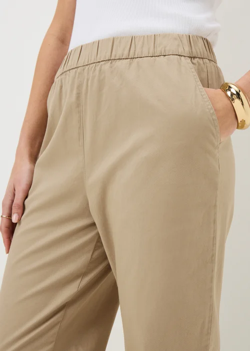 Camel Pull On Tapered Trousers - Size 8 Image 2