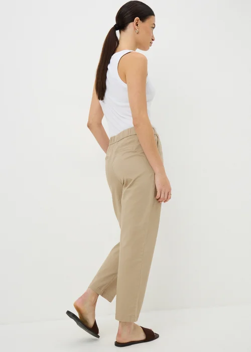 Camel Pull On Tapered Trousers - Size 8 Image 3