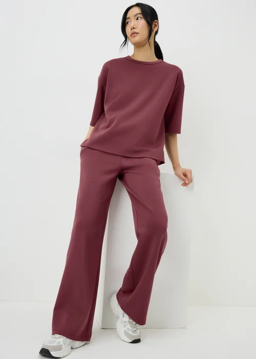 Raspberry Scuba Wide Leg Co Ord Trousers - Size 20 29 leg Image 1