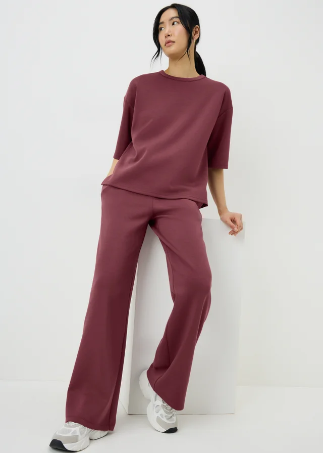 Raspberry Scuba Wide Leg Co Ord Trousers