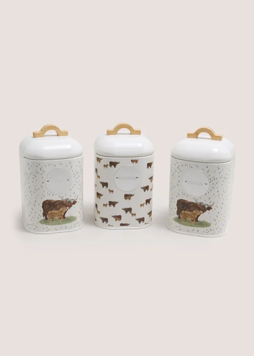 3 Piece Highland Cow Canisters Image 1