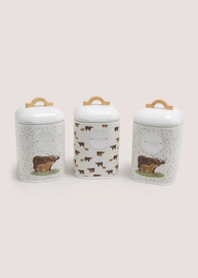 3 Piece Highland Cow Canisters