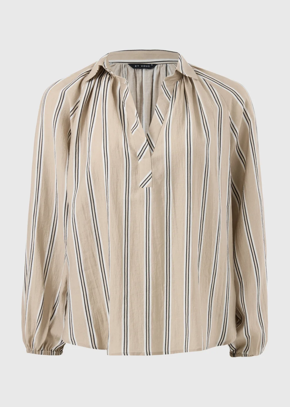 Et Vous Camel Stripe Popover Blouse - Small Image 1