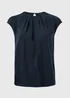 Et Vous Navy Satin Pleated Front Top - Size 8 Image 1