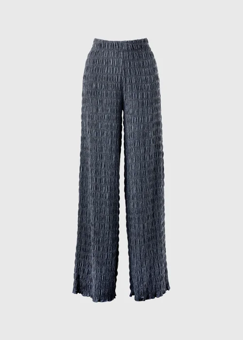 Blue Bubble Texture Wide Leg Co Ord Trousers - Size 12 31 leg Image 3