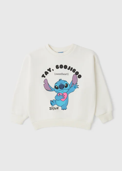 Disney Girls Cream Stitch Sweatshirt (4-13yrs) - 5 Yrs Image 1