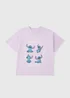 Disney Girls Pink Stitch Diamante T-Shirt (4-13yrs) - Age 4 Years Image 1