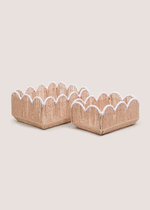 2 Piece Pink Scallop Edge Baskets Image 2