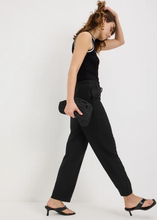 Black Twill Straight Leg Trousers - 22 Image 1
