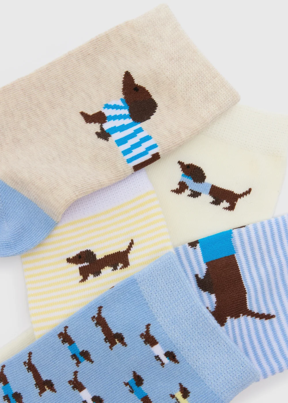 5 Pack Blue Sausage Dog Ankle Socks - One Size Image 2
