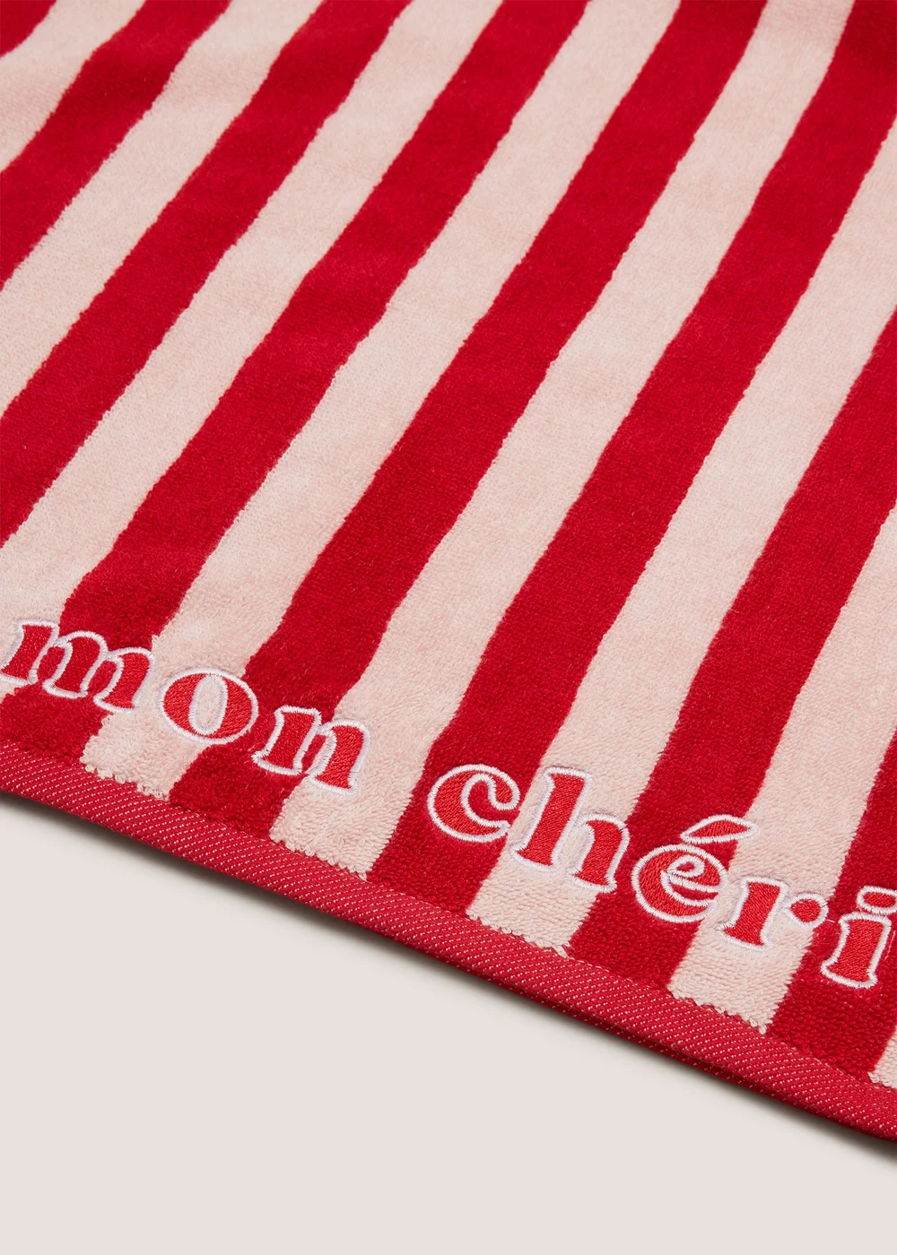 Red Stripe Mon Cheri Hand Towel - Hand Towel Image 2