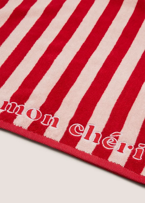 Red Stripe Mon Cheri Hand Towel - Hand Towel Image 2