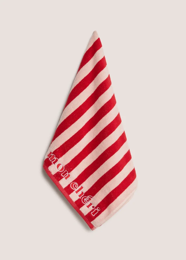 Red Stripe Mon Cheri Hand Towel