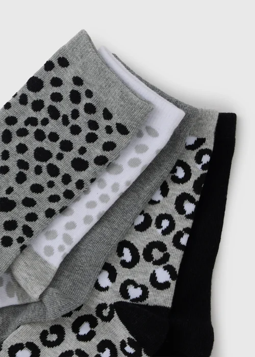 5 Pack Mono Animal Ankle Socks - One Size Image 2