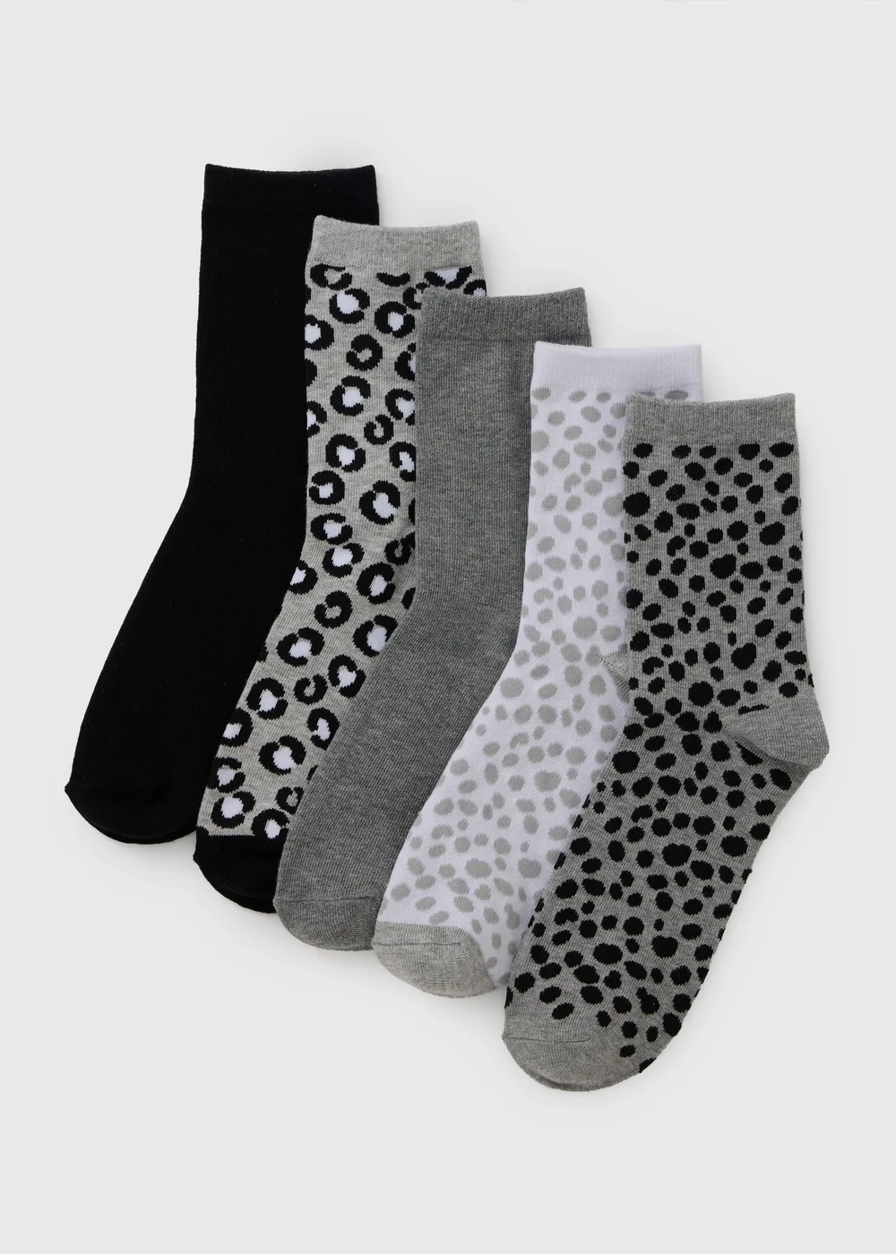 5 Pack Mono Animal Ankle Socks - One Size Image 1