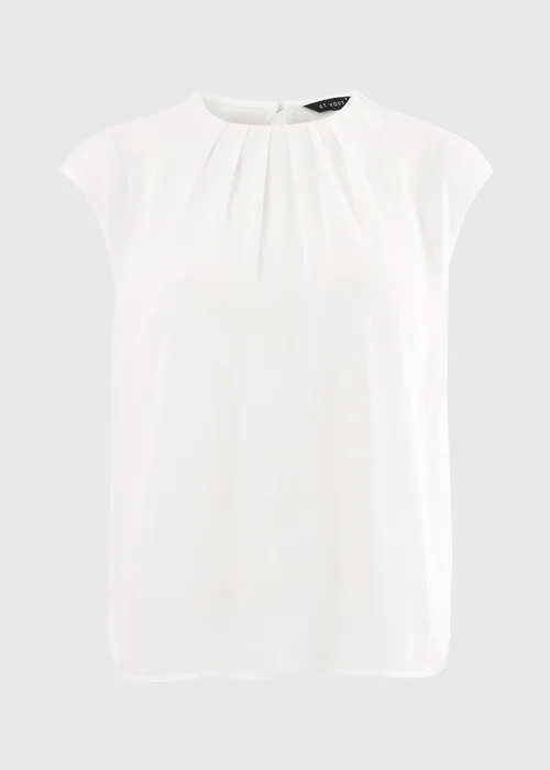 Et Vous Cream Satin Pleated Front Top - 22 Image 4