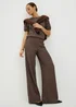 Chocolate Brown Bubble Texture Co-Ord Trousers - Size 20 29 leg Image 1
