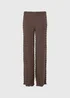 Chocolate Brown Bubble Texture Co-Ord Trousers - Size 20 29 leg Image 3