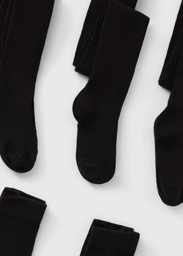 5 Pack Girls Black Soft Tights (2-13yrs)