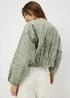 Sage Green Floral Embroidered Bomber Jacket - Size 8 Image 3