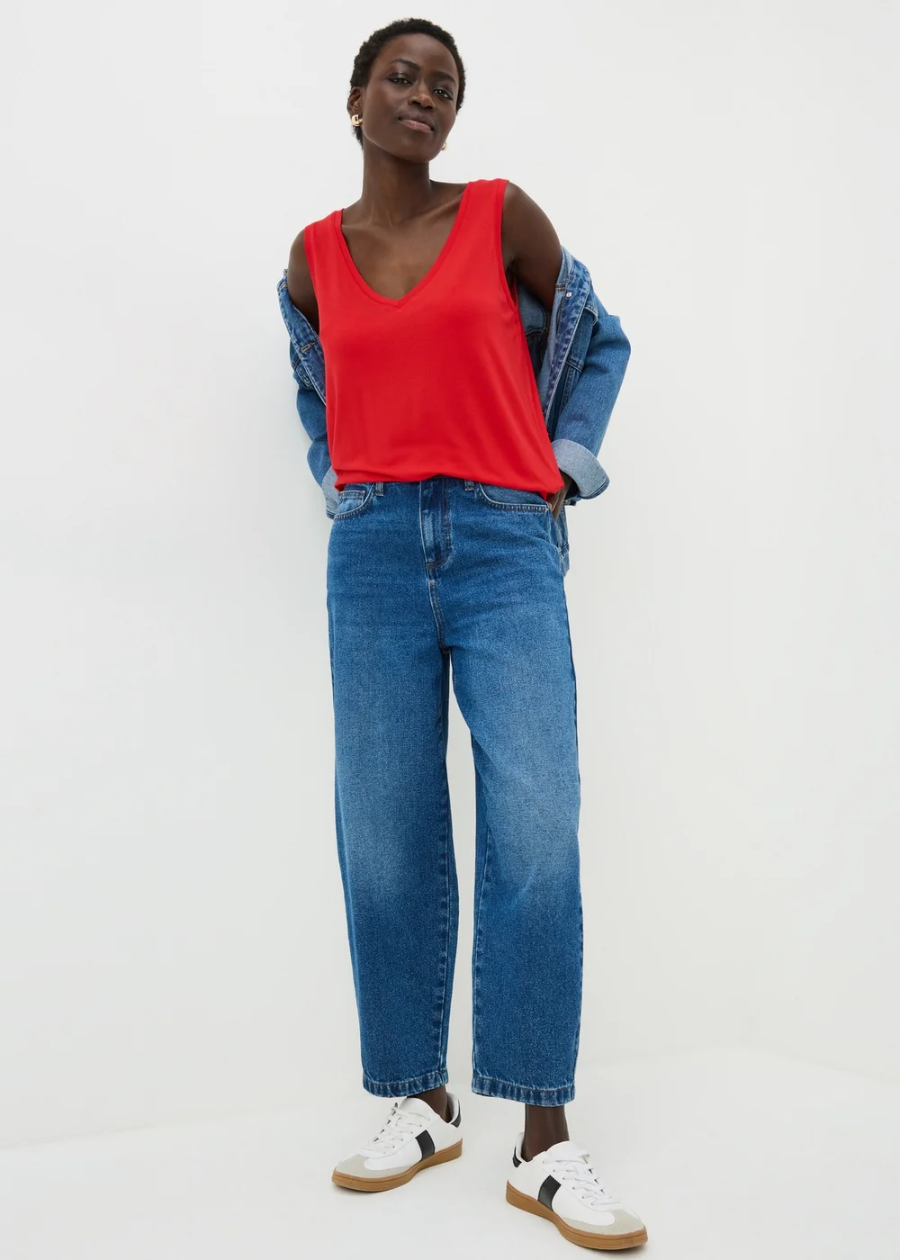 Red V-Neck Vest Top - M Image 1